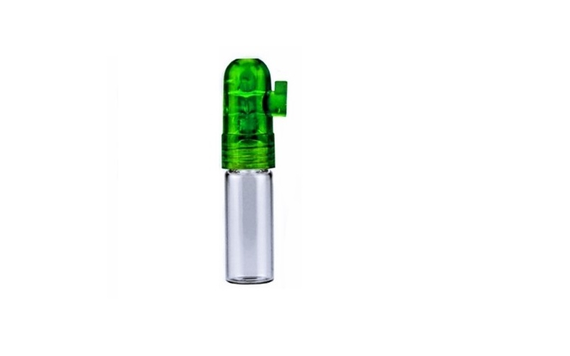glass and plastic snorter sniffer bullet green
