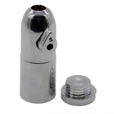 bottom loading plastic snuff bullet snorter silver