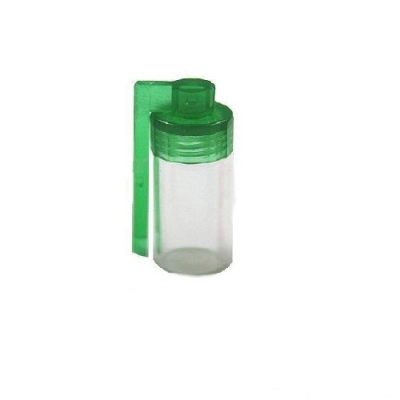 small snorting bottle with side spoon green