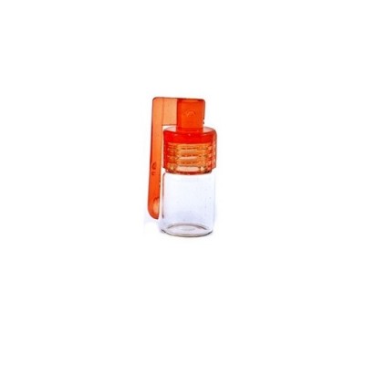 small glass bottle with side spoon orange